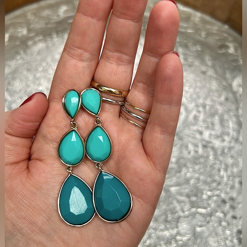Colourful Three Tiered Drop Earrings